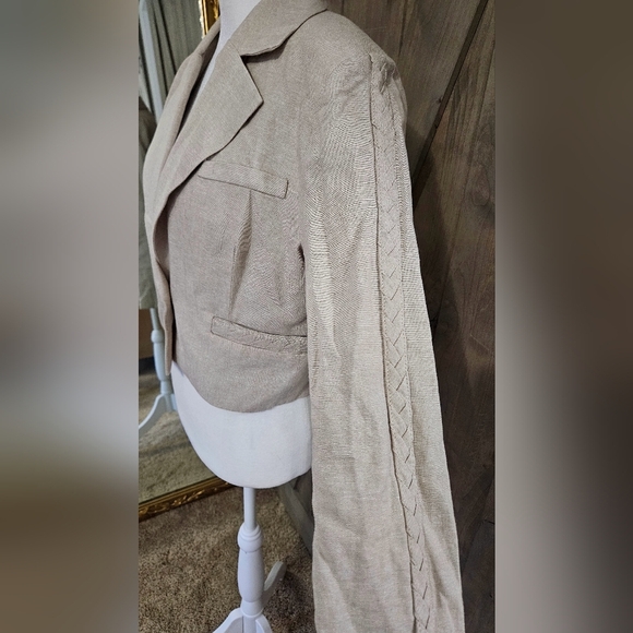 JASON WU Cropped Linen Blend Single Button Braided Detail Blazer/top. Size Small - Picture 14 of 16